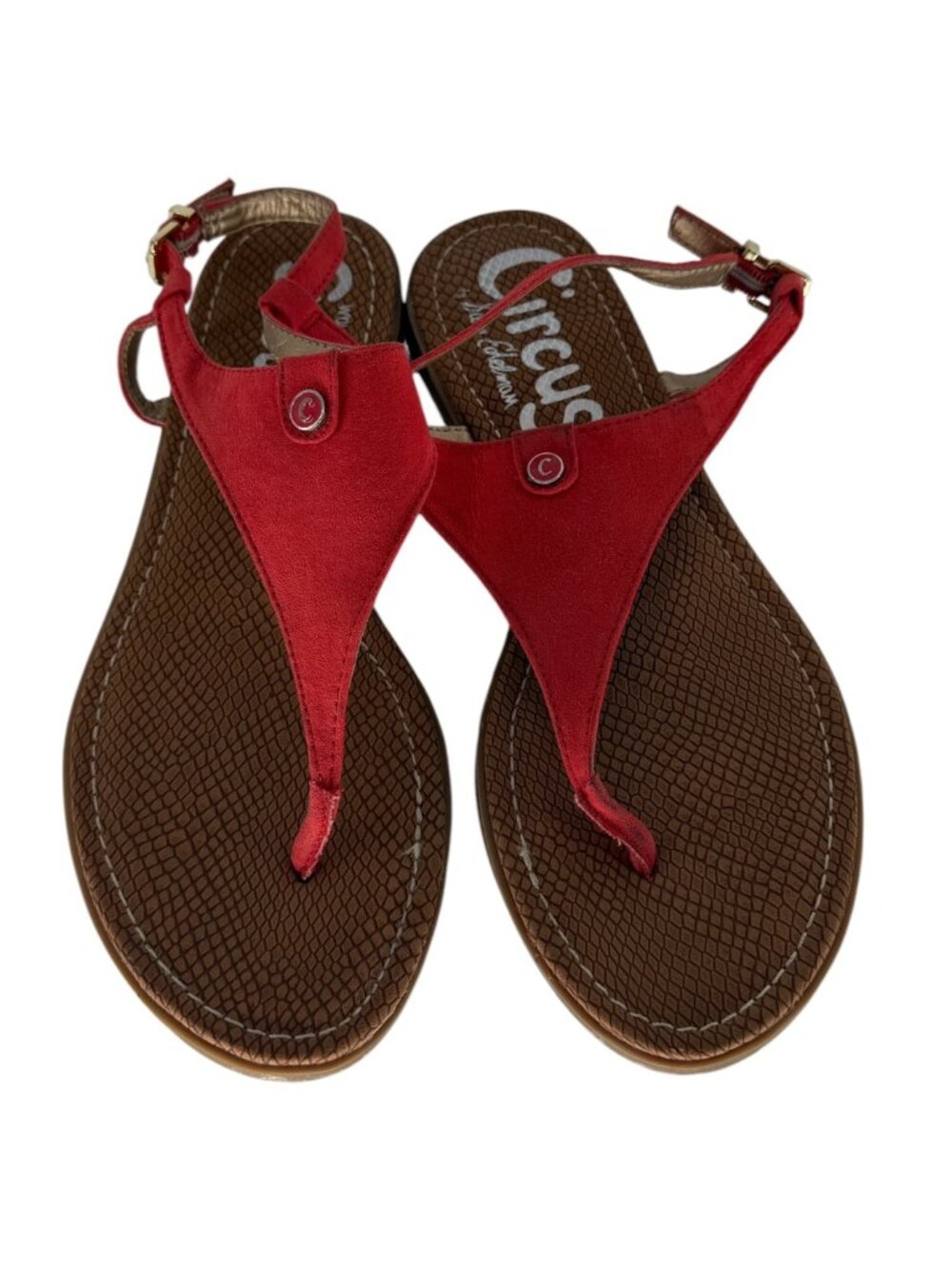 Circus By Sam Edelman Red Suede Thong Sandals Size 8.5 Women’s Open Toe Adjustab